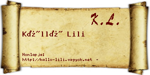 Kálló Lili névjegykártya
