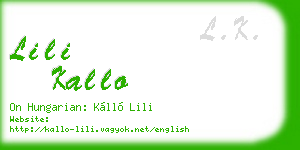 lili kallo business card