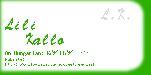 lili kallo business card
